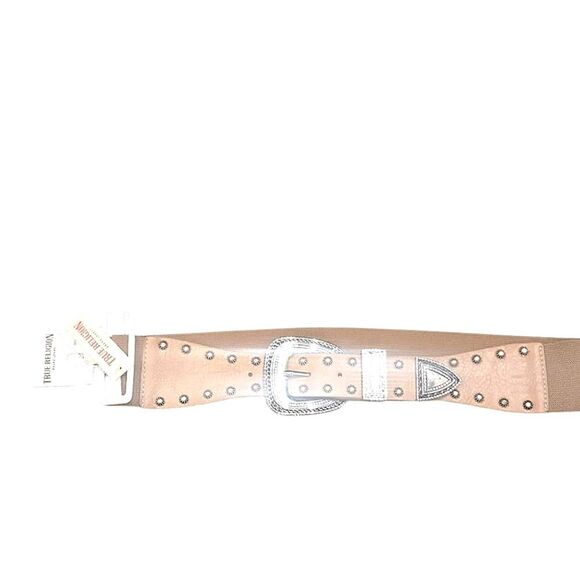 True Religion Chrome Studded Embellished Buckle Stretch Belt main image 6